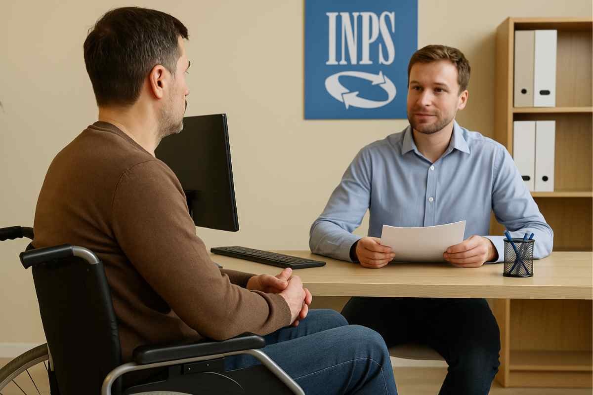 Disabile davanti ad un operatore dell'INPS