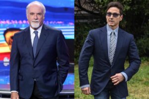 Antonio Ricci negli studi di Striscia e Pier Silvio Berlusconi